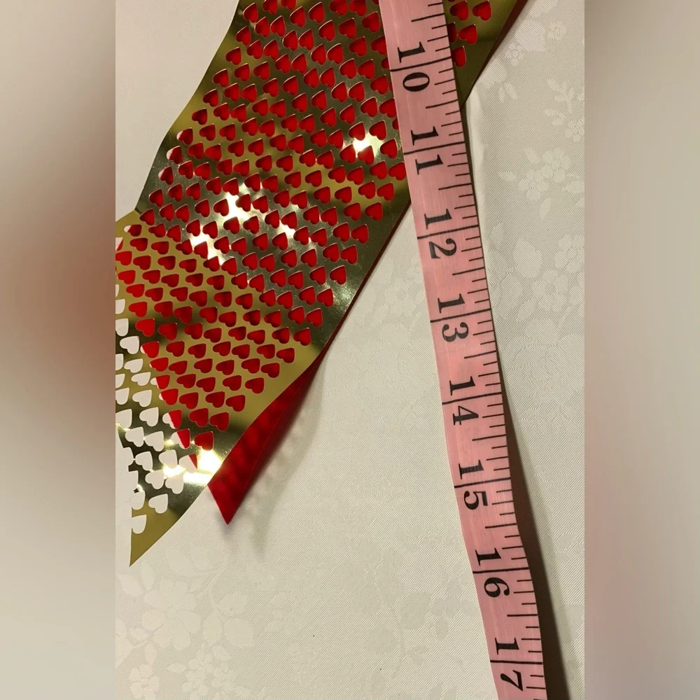 EUC Bows: Valentines Hearts, Red Velvet, Gold Heart Overlay, 4-Loop